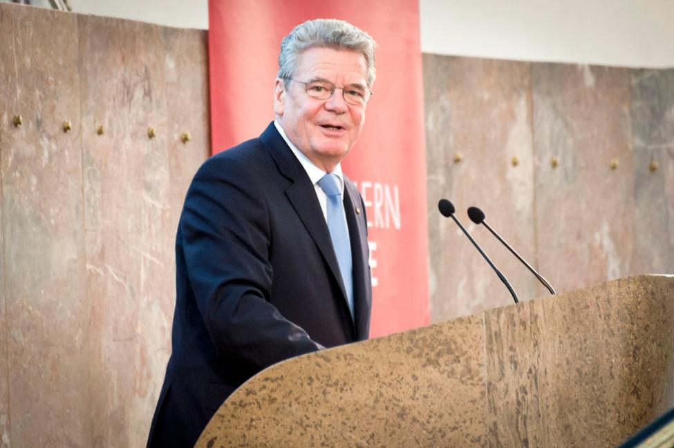 Bundespräsident Joachim Gauck bei seiner Rede bei der Festveranstaltung zum zehnjährigen Bestehen des Start-Stipendienprogramms in der Paulskirche