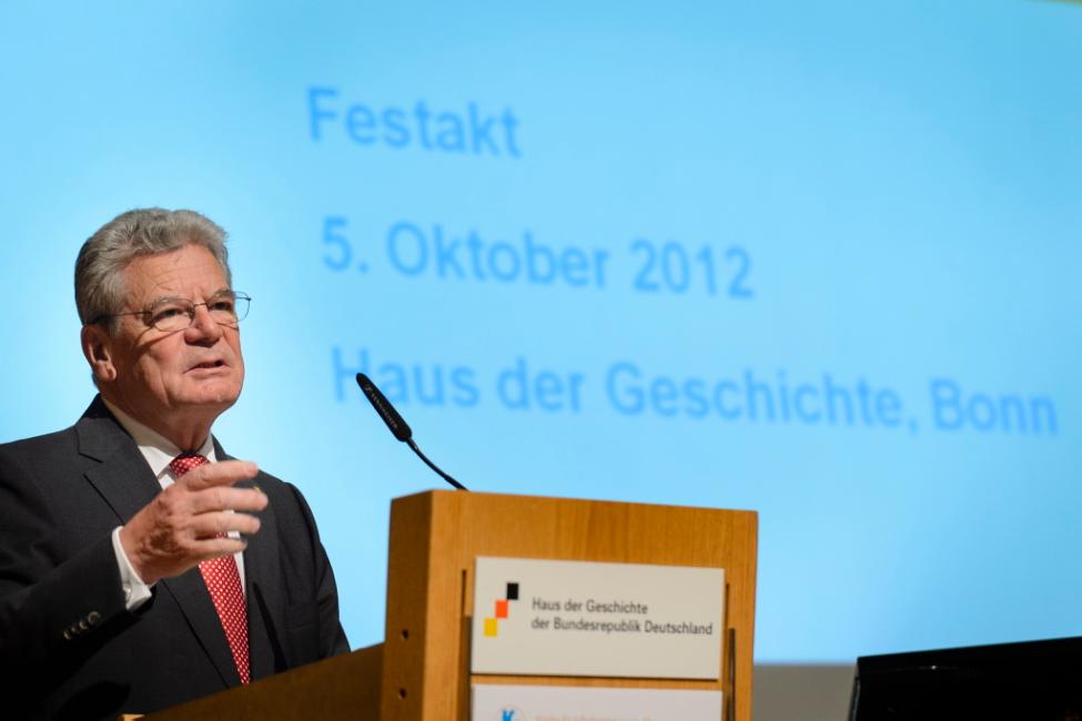 Bundespräsident Joachim Gauck bei seiner Rede im Haus der Geschichte