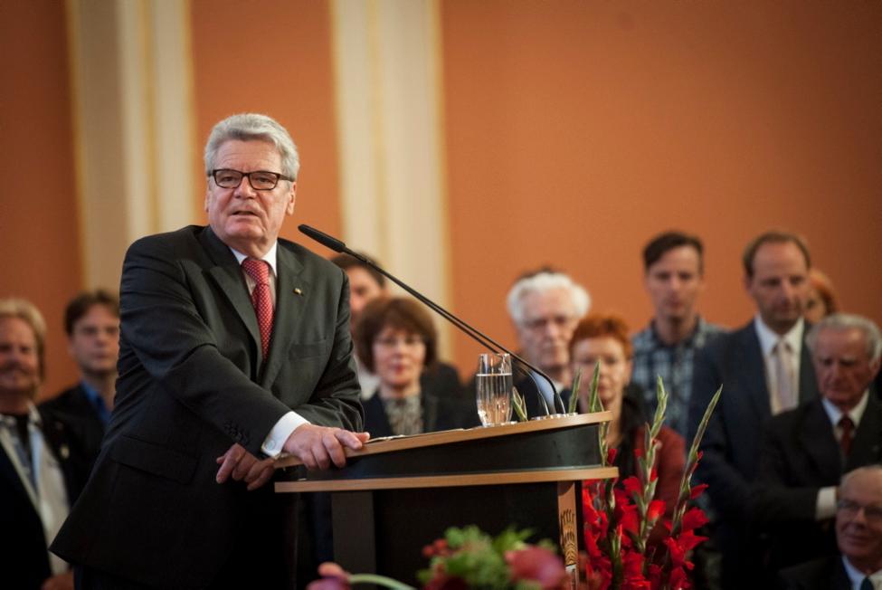 Bundespräsident Joachim Gauck bei seiner Ansprache im Berliner Rathaus