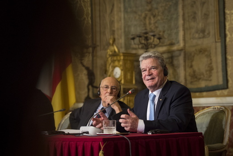 Gemeinsame Diskussion der drei Präsidenten mit Studierenden im Palazzo Reale