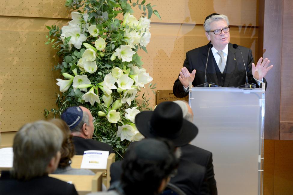 Einweihung der Neuen Synagoge - Bundespräsident Joachim Gauck bei seiner Ansprache