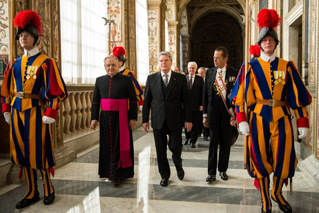 Bundespräsident Joachim Gauck im Apostolischen Palast in Vatikanstadt