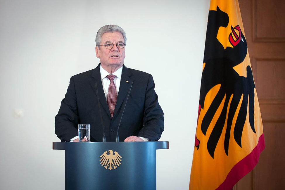 Bundespräsident Joachim Gauck bei seiner Erklärung zur Rücktrittsankündigung von Papst Benedikt XVI.