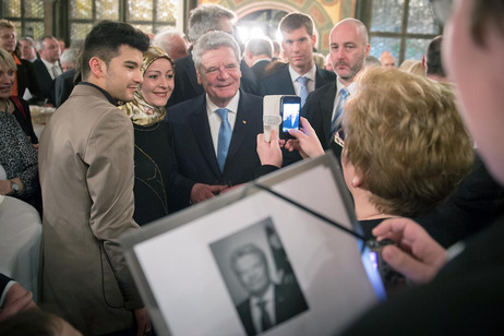 Bundespräsident Joachim Gauck beim Empfang für ehrenamtlich engagierte Bürgerinnen und Bürger im Alten Rathaus