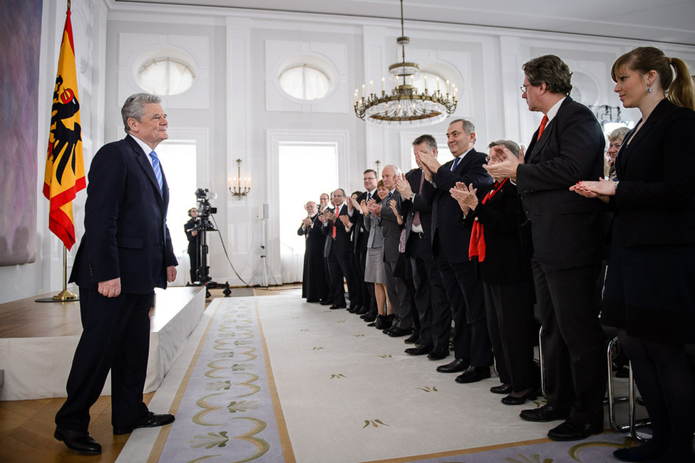 Bundespräsident Joachim Gauck nach seiner Rede zu Perspektiven der europäischen Idee im Großen Saal