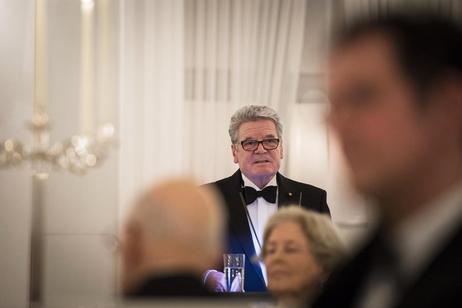 Bundespräsident Joachim Gauck bei seiner Ansprache beim Staatsbankett zu Ehren des Präsidenten der Italienischen Republik, Giorgio Napolitano, im Großen Saal