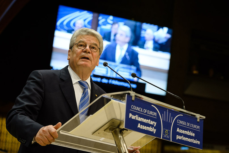 Bundespräsidenten Joachim Gauck bei seiner Rede vor der Parlamentarischen Versammlung