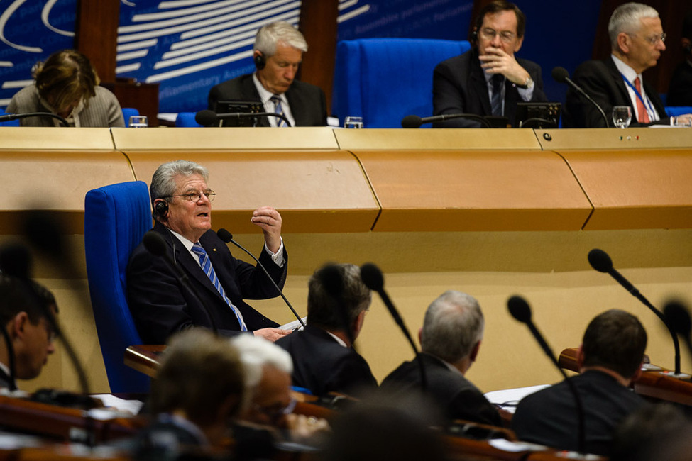 Bundespräsidenten Joachim Gauck in der Parlamentarischen Versammlung