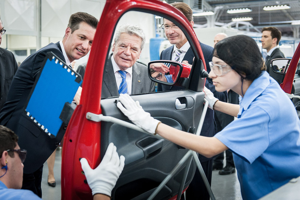 Bundespräsident Joachim Gauck besucht das Volkswagenwerk do Brasil anlässlich des 60-jährigen Bestehens 