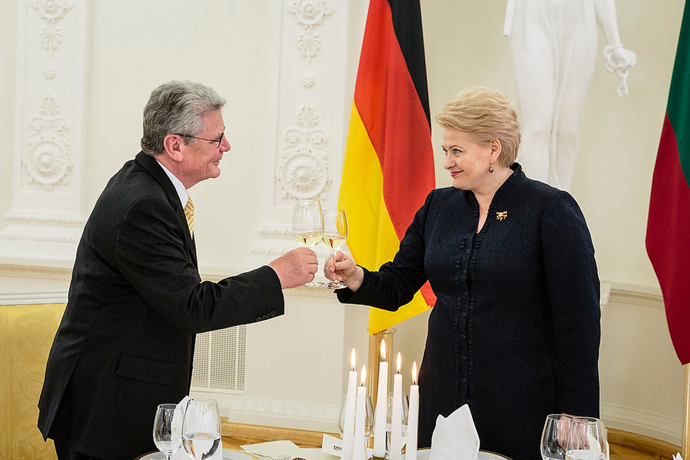 Bundespräsident Joachim Gauck beim Staatsbankett, gegeben von Präsidentin Dalia Grybauskaitė