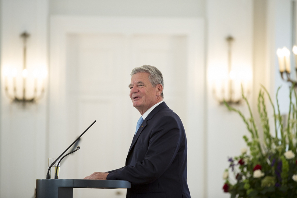 Bundespräsident Joachim Gauck hält eine Ansprache bei der Ordensverleihung anlässlich des Tages der Deutschen Einheit