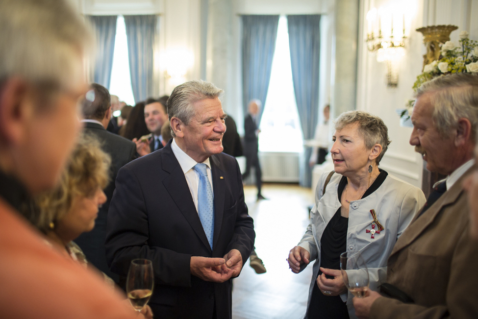 Bundespräsident Joachim Gauck bei der Verleihung von Verdienstorden anlässlich des Tages der Deutschen Einheit