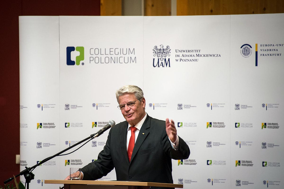 Bundespräsident Joachim Gauck hält eine Ansprache bei der Eröffnung des Akademischen Jahres am Collegium Polonicum und an der Europa-Universität Viadrina 