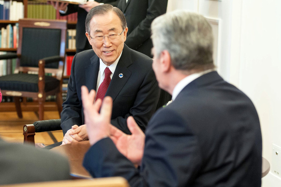 Bundespräsident Joachim Gauck im Gespräch mit dem Generalsekretär der Vereinten Nationen, Herrn Ban Ki-moon 