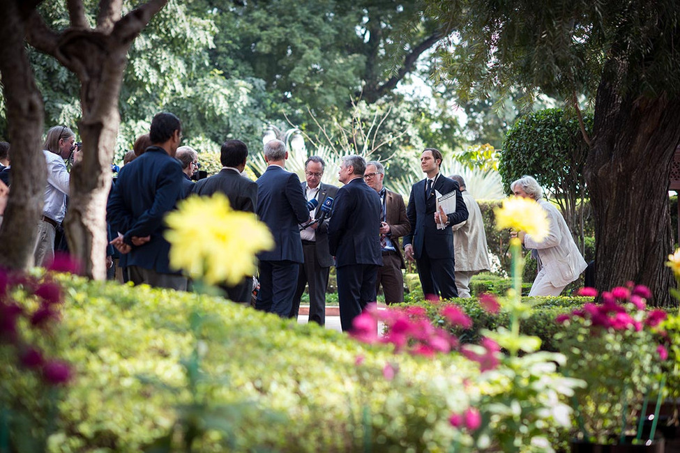 Bundespräsident Joachim Gauck bei einer Begegnung mit der Presse