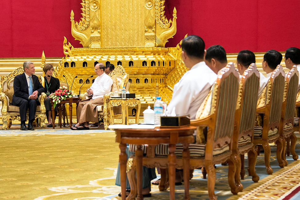 Bundespräsident Joachim Gauck im Gespräch mit dem Präsidenten der Republik der Union Myanmar, Thein Sein