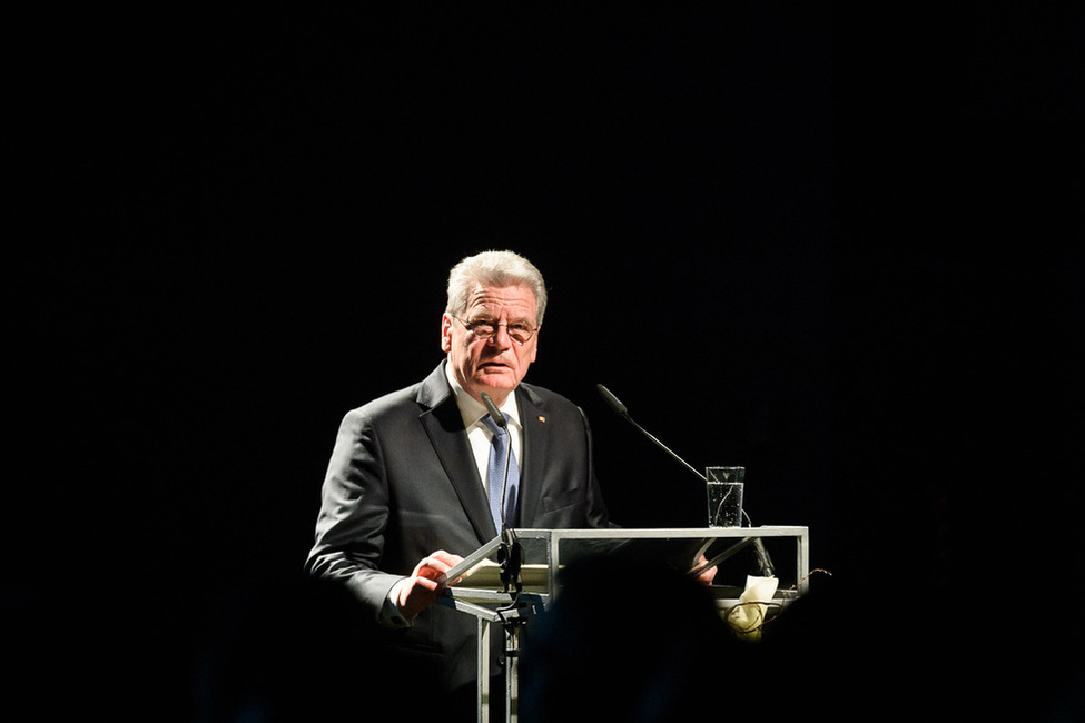 Bundespräsident Joachim Gauck bei seiner Ansprache anlässlich des Festaktes 60 Jahre Yad Vashem und 50 Jahre Ehrung 'Gerechter unter den Völkern'
