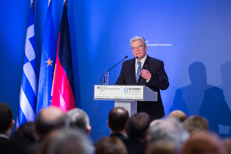 Bundespräsident Joachim Gauck bei seiner Rede im Akropolis-Museum