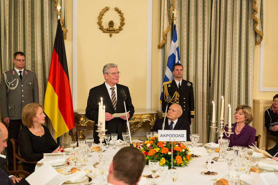 Bundespräsident Joachim Gauck beim Staatsbankett gegeben vom Präsidenten der Hellenischen Republik