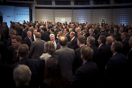 Bundespräsident Joachim Gauck nach seiner Ansprache zur Eröffnung des 20. Deutschen Bankentages