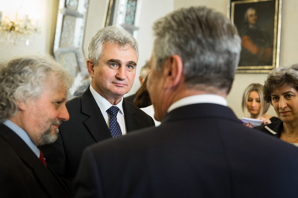 Bundespräsident Joachim Gauck im Austausch mit dem Senatspräsidenten Milan Štěch