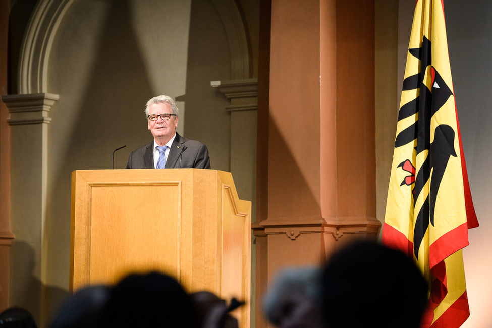 Bundespräsident Joachim Gauck bei seiner Ansprache im Gesellschaftshaus Palmengarten in Frankfurt/Main