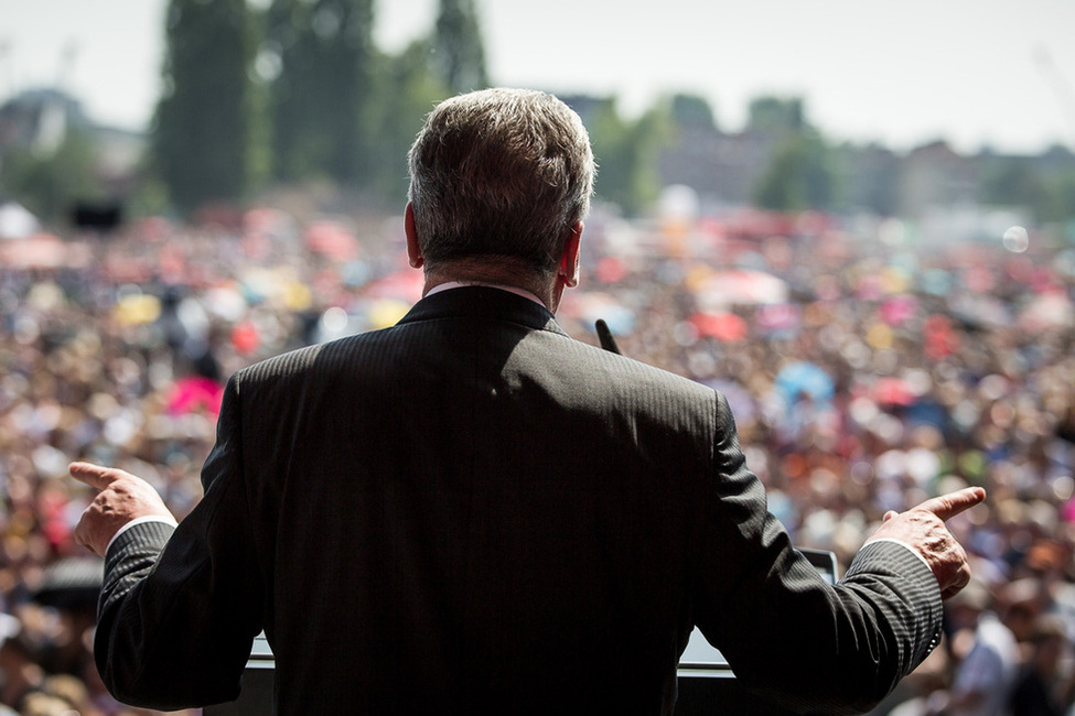 Bundespräsident Joachim Gauck bei seiner Ansprache anlässlich des Gedenkens zum 10. Jahrestag des NSU-Anschlages in Köln