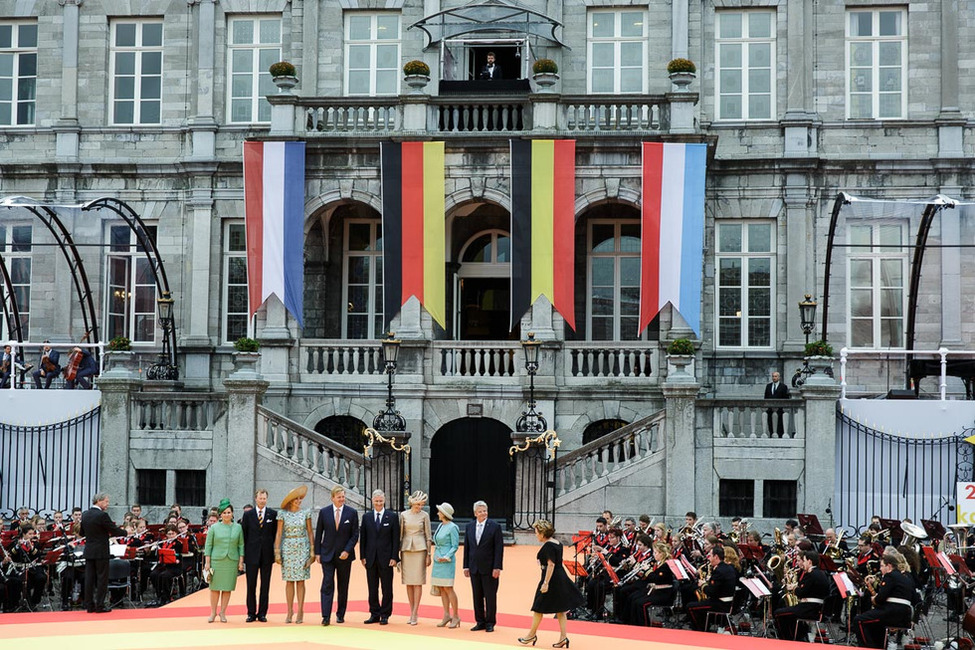 Bundespräsident Joachim Gauck und Daniela Schadt bei den Feierlichkeiten in Maastricht anlässlich des 200. Jubiläums des Königreichs der Niederlande 