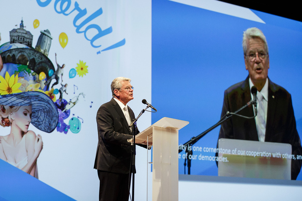 Bundespräsident Joachim Gauck hält eine Rede auf dem Kongress 'Die Niederlande in Europa und in der Welt' in Maastricht anlässlich des 200. Jubiläums des Königreichs der Niederlande 