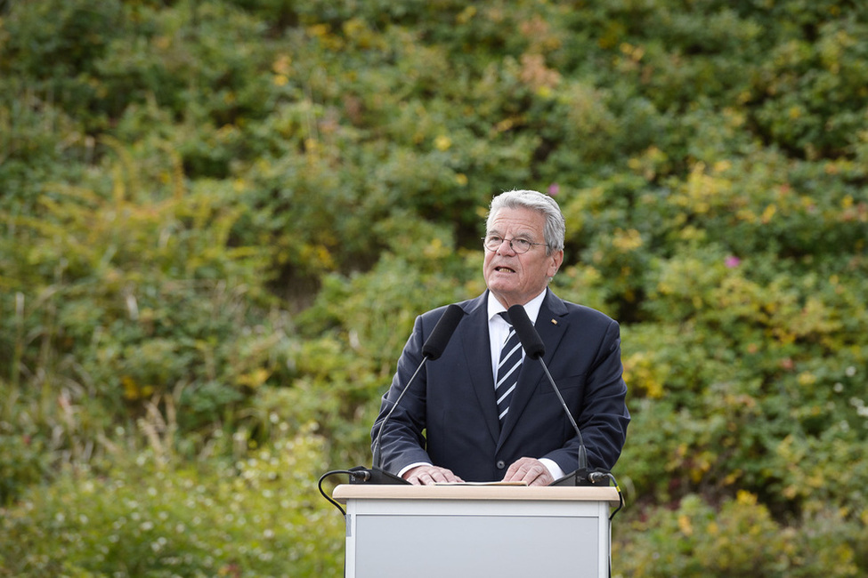 Bundespräsident Joachim Gauck bei seiner Rede auf der Westerplatte anlässlich der Gedenkfeier zum deutschen Überfall auf Polen 1939