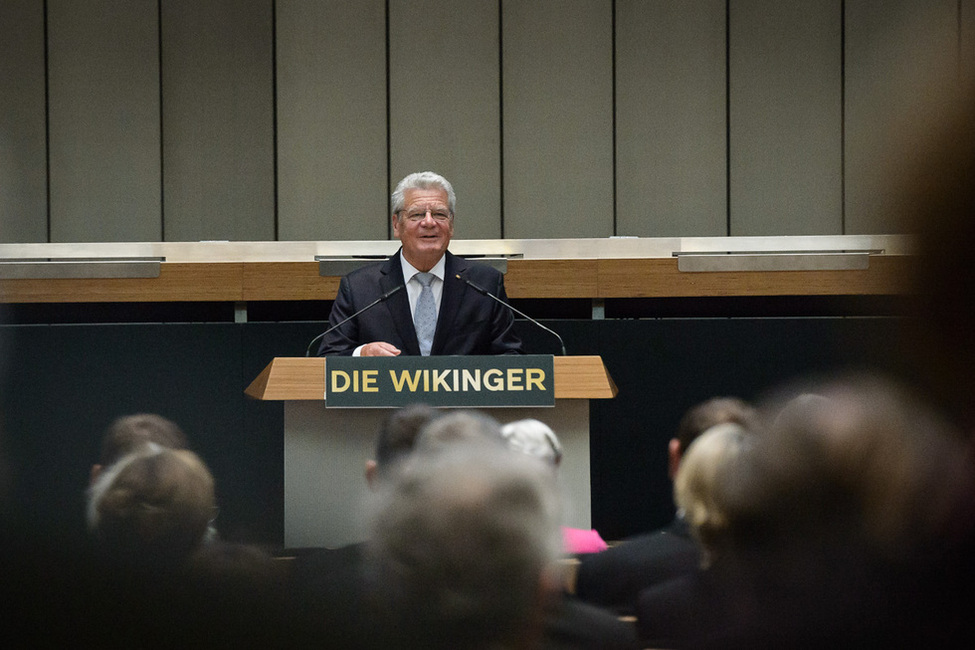 Bundespräsident Joachim Gauck bei seiner Rede anlässlich der Ausstellungseröffnung 'Die Wikinger' im Abgeordnetenhaus 