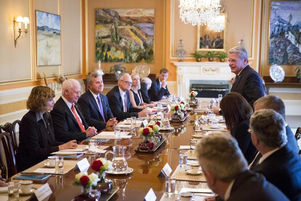 Bundespräsident Joachim Gauck hält nach seiner Ankunft in Kanada eine Ansprache in Rideau Hall, dem Gästehaus des Generalgouvernuers