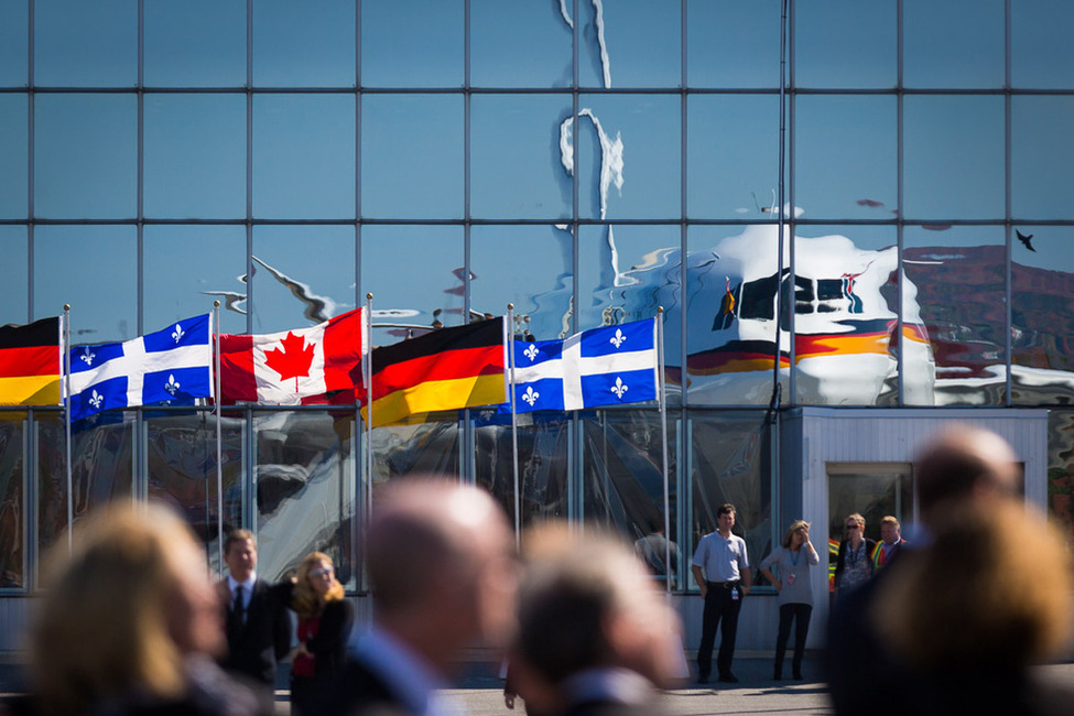 Bundespräsident Joachim Gauck bei der Ankunft am Internationalen Flughafen Québec City Jean Lesage 