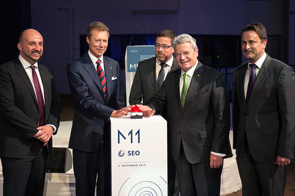 Bundespräsident Joachim Gauck nimmt anlässlich des Staatsbesuchs im Großherzogtum Luxemburg die 11. Turbine des Pumpspeicherkraftwerks Vianden in Betrieb