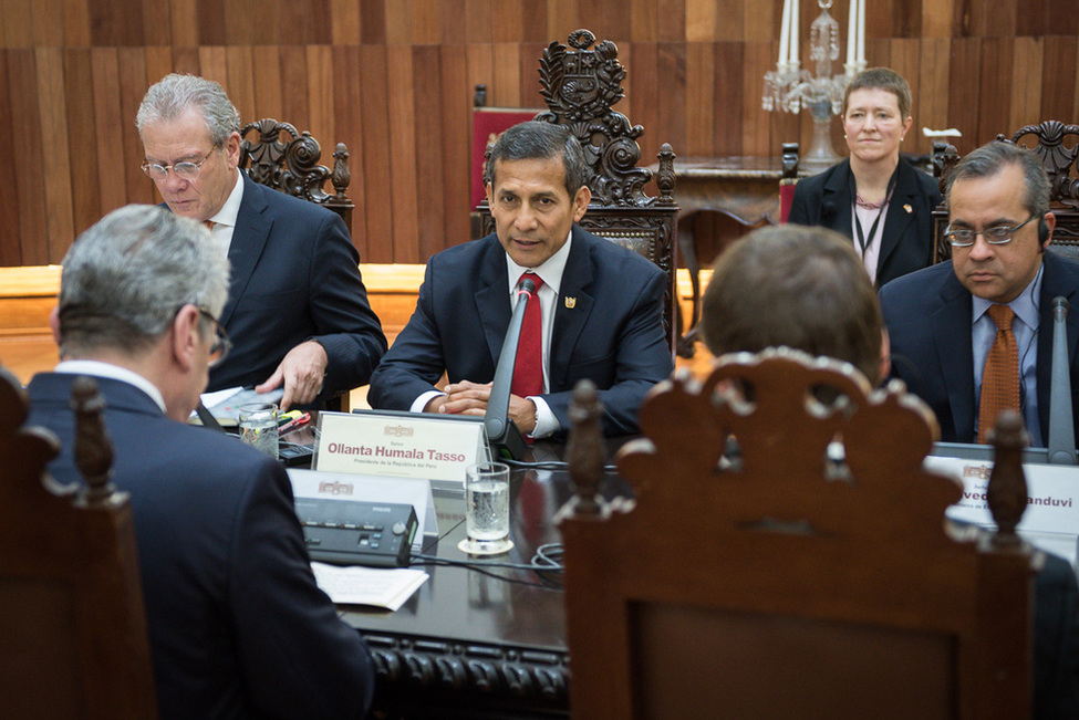 Bundespräsident Joachim Gauck im Gespräch mit dem Präsidenten der Republik Peru, Ollanta Moisés Humala Tasso, in Lima anlässlich des Staatsbesuchs in Peru