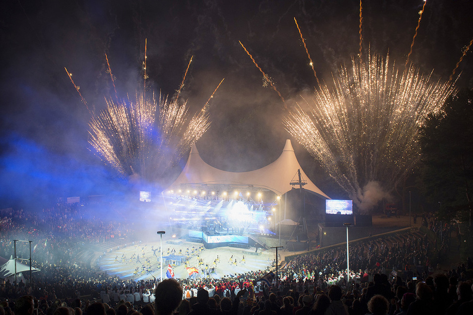 Feuerwerk  in der Waldbühne Berlin anlässlich der Eröffnungsfeier der European Maccabi Games 2015