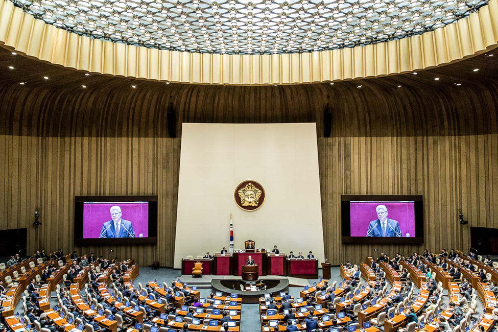 Bundespräsident Joachim Gauck hält eine Rede vor der Nationalversammlung in Seoul anlässlich des Staatsbesuchs