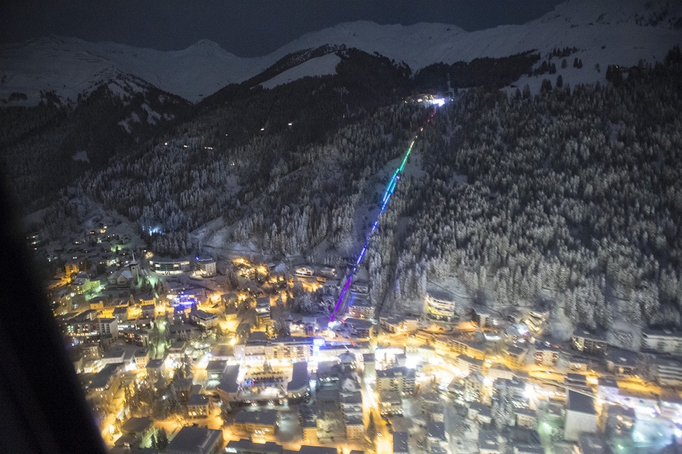 Blick auf die Stadt Davos am Vorabend des Jahrestreffens des Weltwirtschaftsforums 2016