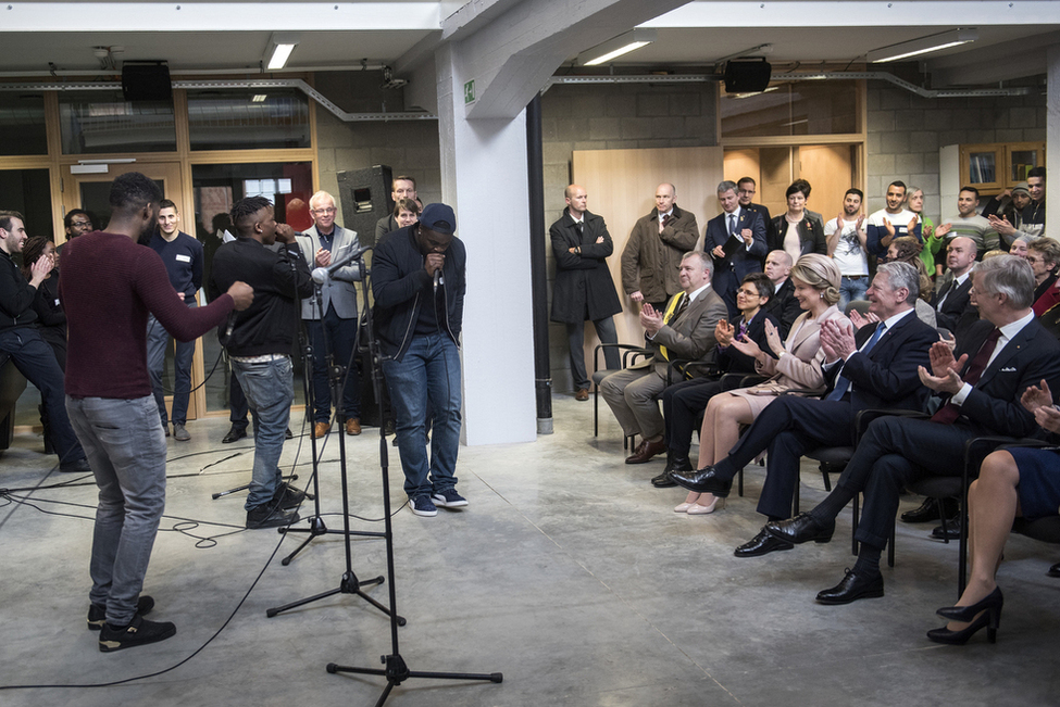 Bundespräsident Joachim Gauck besucht das Regionale Offene Jugendzentrum Mechelen 