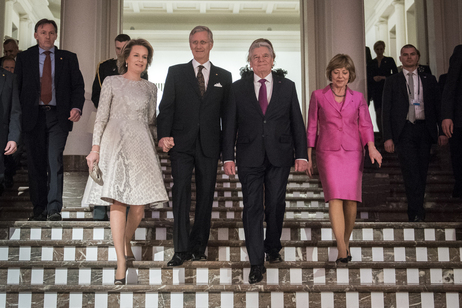 Bundespräsident Joachim Gauck und Daniela Schadt besuchen gemeinsam mit König Philippe und Königin Mathilde das Palais des Beaux-Arts 'BOZAR' in Brüssel anlässlich des Staatsbesuchs im Königreich Belgien