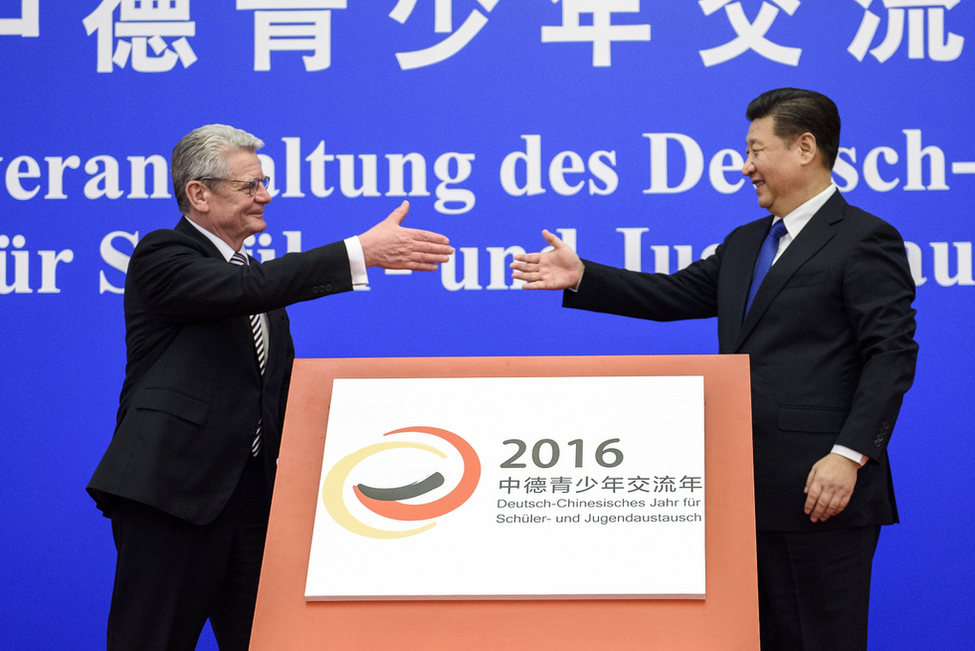 Bundespräsident Joachim Gauck eröffnet das 'Jahr des Jugendaustauschs' gemeinsam mit Staatspräsident XI Jinping in Peking anlässlich des Staatsbesuchs in der Volksrepublik China 