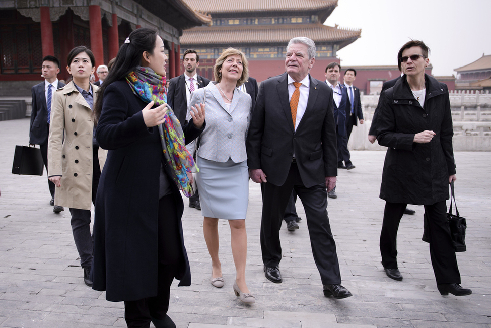 Bundespräsident Joachim Gauck und Daniela Schadt besuchen die Verbotene Stadt in Peking anlässlich des Staatsbesuchs in der Volksrepublik China 