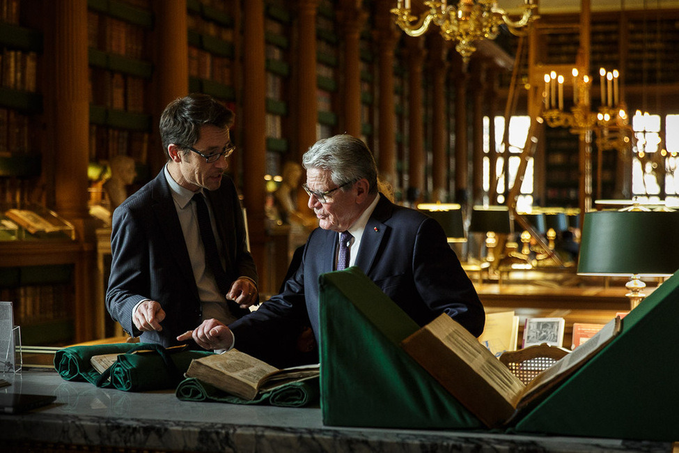 Bundespräsident Joachim Gauck besichtigt die Bibliothek Mazarine anlässlich des Besuchs in der Französischen Republik
