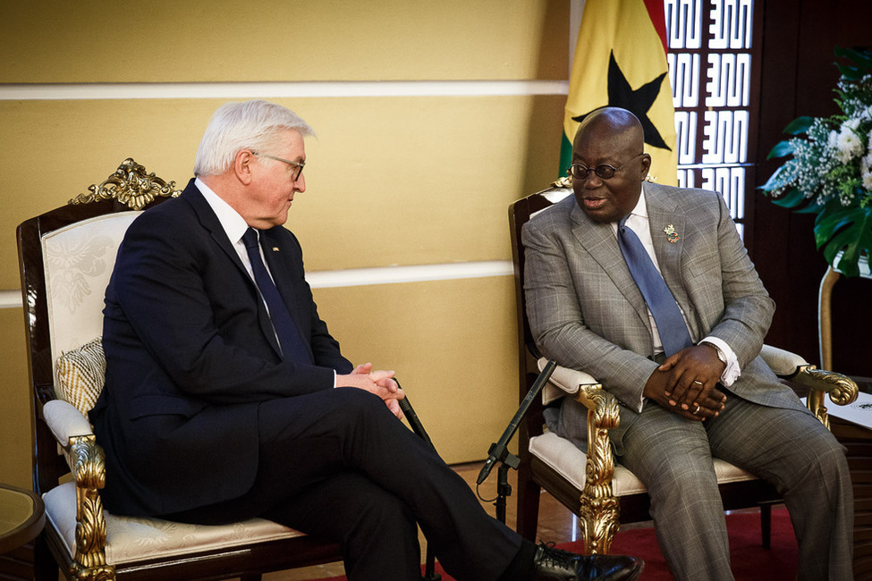 Federal President Frank-Walter Steinmeier in talks with President Nana Addo Dankwa Akufo Addo on the occasion of his state visit to the Republic of Ghana