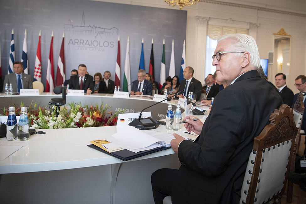 Federal President Frank-Walter Steinmeier at this year’s Arraiolos Group meeting of non executive EU Presidents in Latvia 