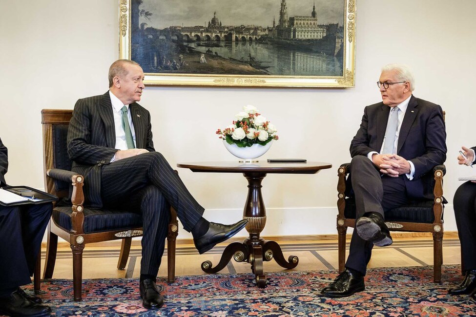Federal President Frank-Walter Steinmeier in talks with Recep Tayyip Erdoğan in Schloss Bellevue on the occasion of the state visit by the President of the Republik of Turkey