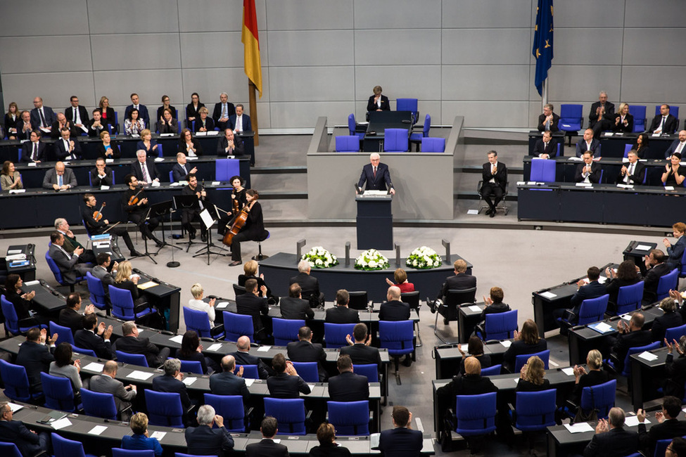 Federal President Frank-Walter Steinmeier held a speech at the ceremony in the German Bundestag in Berlin on 9 November 2018 to commemorate the centenary of the proclamation of the Republic 