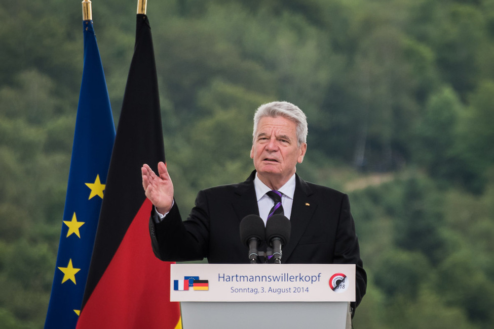 Federal President Joachim Gauck during his speech at the Hartmannsweilerkopf Memorial