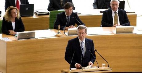 Bundespräsident Christian Wulff spricht vor dem sächsischen Landtag