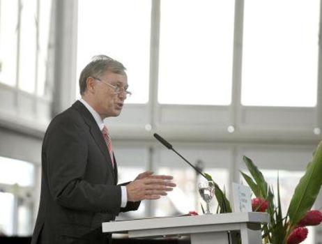 Bundespräsident Horst Köhler am Mikrofon